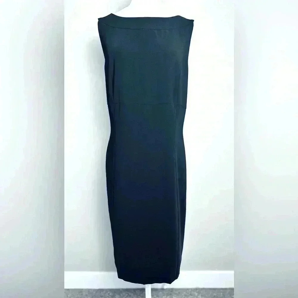 PENDLETON Womens Classic Sleeveless Black Midi Sheath Dress Size 12 Back Zip